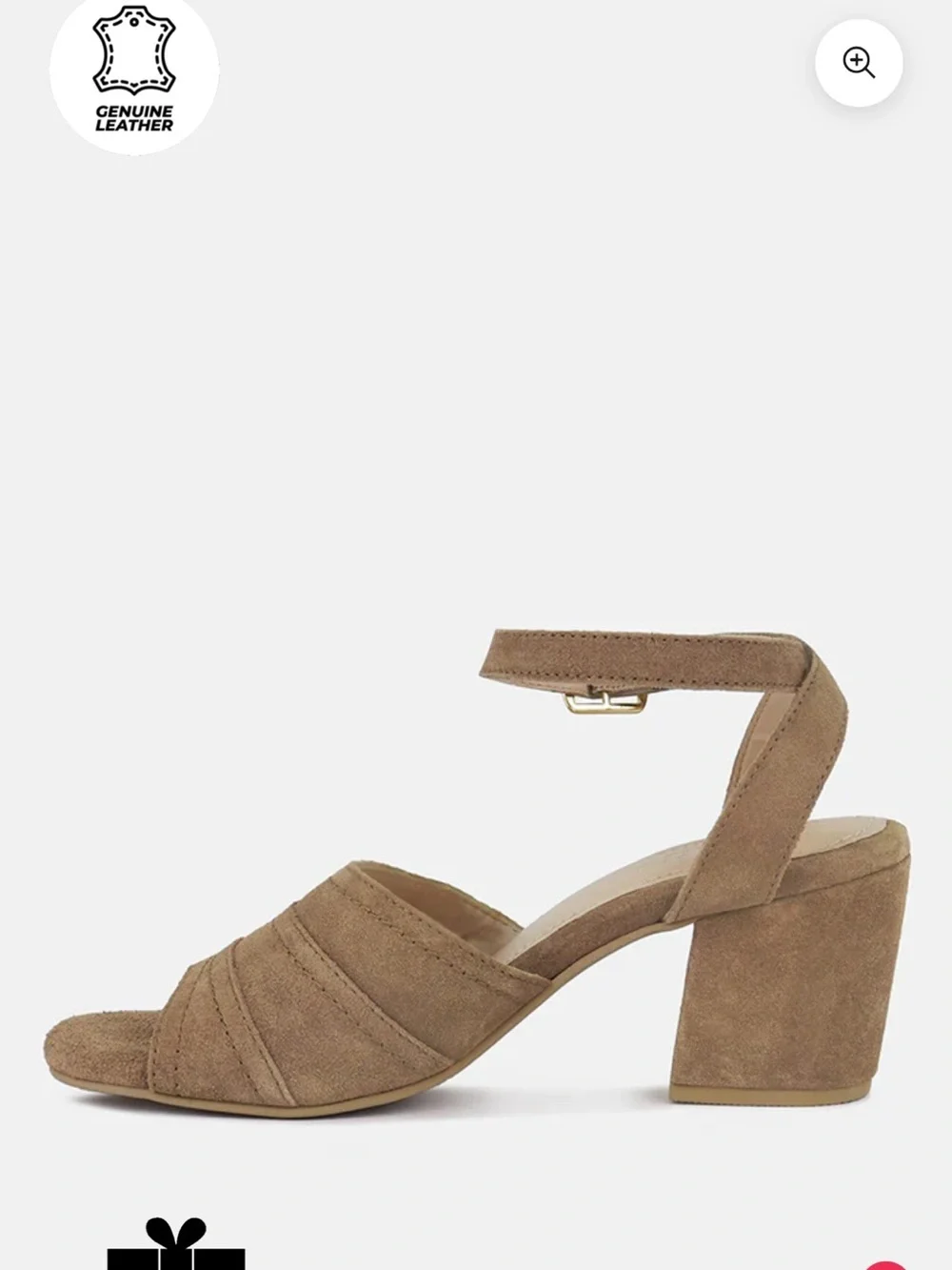 Block Heel Ankle-Strap Sandals in Taupe Suede